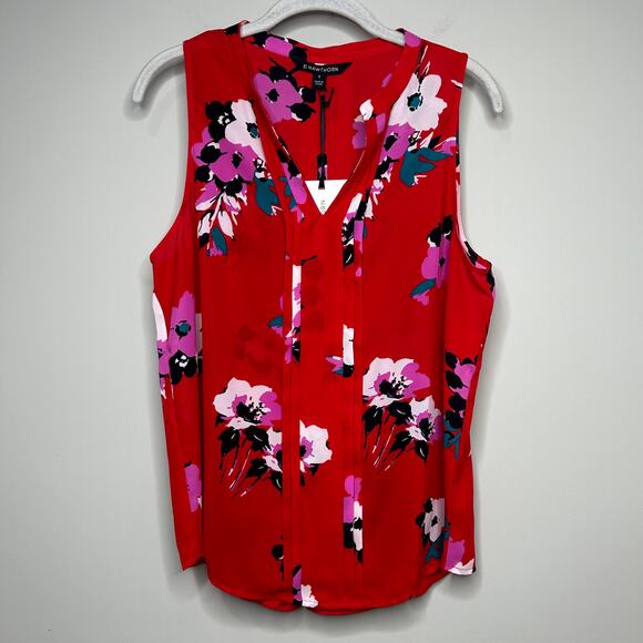 41 Hawthorn Tops - NWT 41 Hawthorn Breyson Pleated Sleeveless Red Floral Shirt Size M Stitch Fix